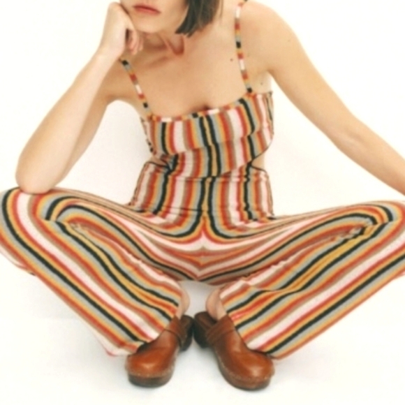 NEW! Zara Retro Rainbow Knit Cut-Out Jumpsuit - Size M - Picture 2 of 6